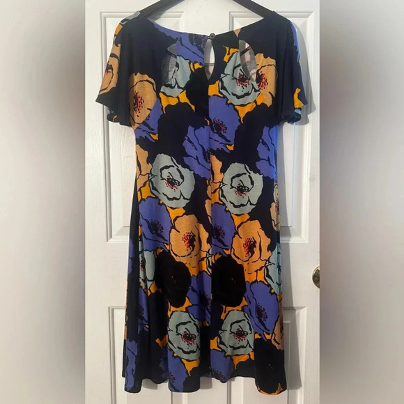 Anthropologie VANESSA VIRGINIA SILK BLEND Sheath A line Floral Dress MD Pockets - Picture 2 of 15